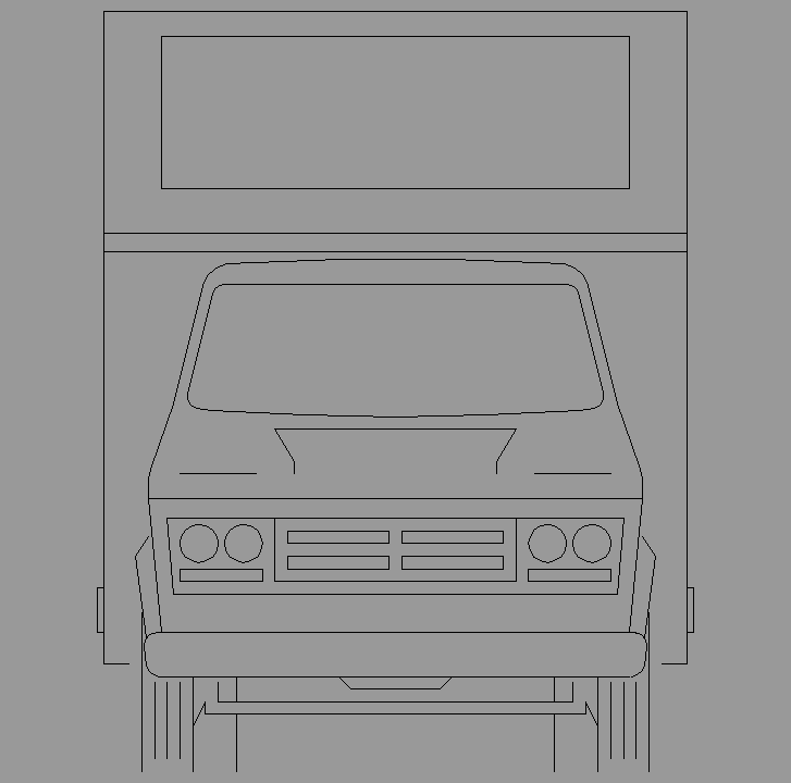 Bloque Autocad Vista de Autocaravana 2 Bibliot. 2D-3D en Alzado